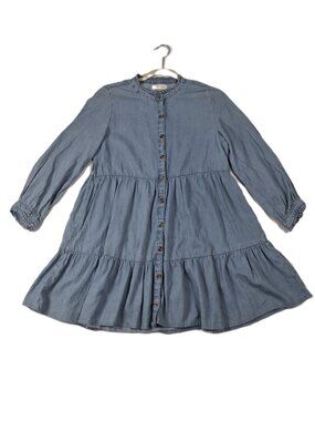 Springfield Cowgirl  Size 2 Soft Denim Ruffled Tiered Short Dress Womens